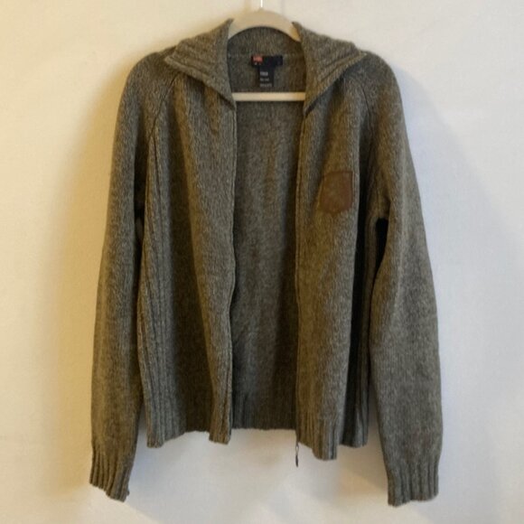 DIESEL Zip Sweater Wool Olive Green Men's L - Picture 3 of 12